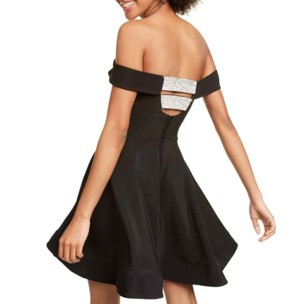 Macys Black Off The Shoulder Semi-Formal Dress